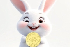 Little white rabbit holding BTG